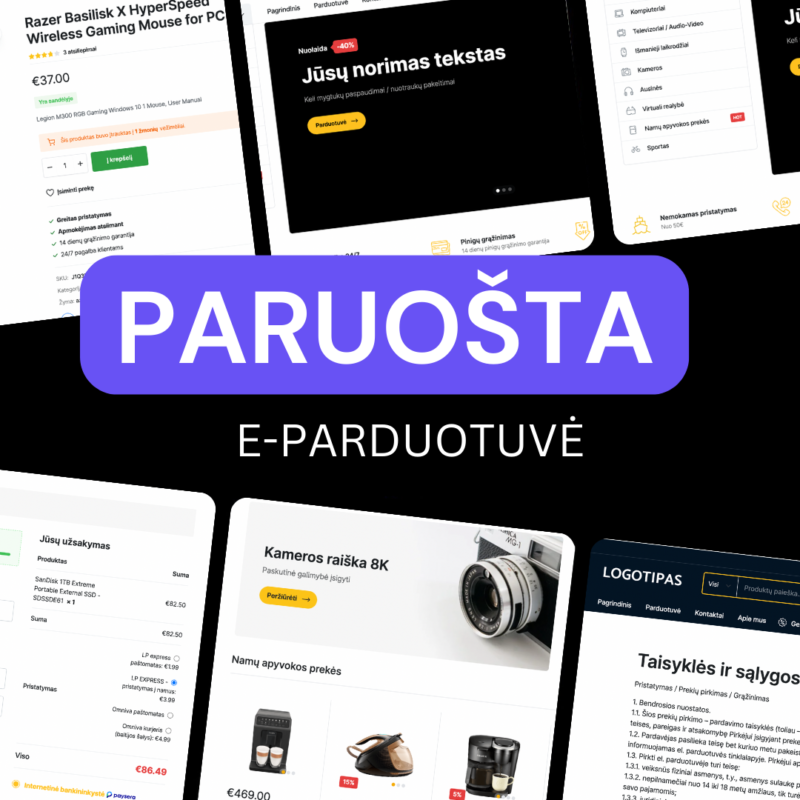 🔥 Fizinių produktų el. parduotuvės (universali / drabužių / aksesuarų)